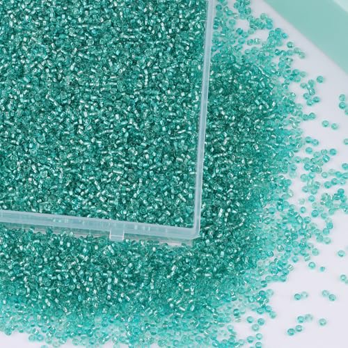 10100 Pcs Size 11/0 Glass Seed Beads, 2 mm Aqua Small Mini Spacer Loose Pony Beads for Jewelry Making and DIY Crafts - color: Aqua, size: Small