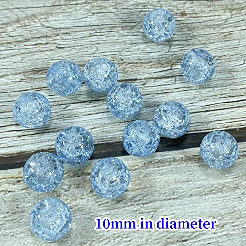 100pcs Crackle Glass Beads 10mm Round Crystal Glass Spacer Crafts Beads for Jewelry Making Necklace Bracelet Earrings DIY Crafts(Azure) - color: Azure, size: 10mm