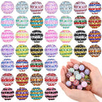 40 Pcs 20 mm Rhinestone Beads Bulk Crystal Round Disco Ball Chunky Bubblegum Beads for Pens Bracelets Charms Craft European Style Jewelry Making Supplies Christmas(20 Colors) - color: 20 Colors