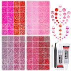 qiipii 8 Color 2-6mm Red Jelly Resin Rhinestones w B7000 Jewelry Glue for Bedazzling Crafting Flatback Stones Gems Diamonds for Nails Face Eyes Makeup Tumblers Bottles DIY Crafts Clothes Shoes Phones - color: Pink / Rose / Red Series Rhinestones