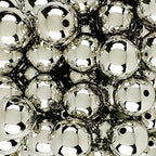 50 Round Silver Acrylic Beads 20mm Diameter with 2.6mm Hole - color: Silver, size: 20mm