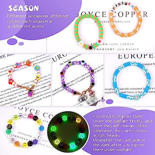 JQEEYGV Friendship Bracelet Kit, 2 Boxs 7300Pcs Clay Beads for Bracelet Making Kit with Number Letter Beads DIY Jewelry Charms Making Crafts Gifts for Girls Ages 6-12 - color: 7300Pcs 24Colors