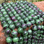 ABCGEMS Tanzania Darkest Ruby in Zoisite Beads - AAA (Occasional Red Ruby Inclusions & Intense Green Zoisite) Healing Energy DIY Jewelry Making Smooth Round 10mm - color: Ruby Zoisite (From Tanzania)