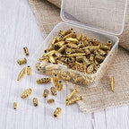 Beadthoven 150pcs/Box Tibetan Style Alloy Column Beads Mixed Antique Golden Metal Oval Cuboid Shuttle Tube Spacers Beads for Bracelet Necklace Jewelry Making Supplies - color: Antique Golden-Column
