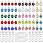 BetterJonny 260pcs Charms for Jewelry Making, 60pcs Gold Crystal Birthstone Charms Beads with 100 Lobster Clasps and 100 Jump Ring for Necklace Bracelet Earring - color: Silver Droplet
