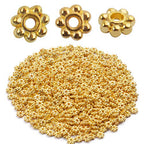 BronaGrand 500pcs Metal Daisy Spacer Beads 4mm for DIY Jewelry Making (Gold) - color: Gold
