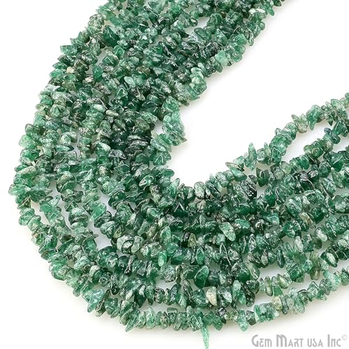 GM GemMartUSA Green Aventurine Natural Raw Chip Beads | Semi-Precious | AAA+ Quality 1 Strand 34” | DIY Bracelet Jewelry Making, Healing Crystal Craft| 4-6mm - Green-Color Gemstones (CHAV-70001) - color: Aventurine (CHAV-70001)