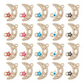 Cheriswelry Rhinestone Enamel Connectors Charm Links Evil Eye Alloy Metal Pendants Antique Silver Flat Round Hamsa Hand Owl Feather Heart Charm Pendant for Bracelet Necklace Jewelry Making - color: Mixed Color-Moon & Star
