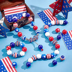 PH PandaHall 4th of July Beads, 50pcs Bubblegum Beads 20mm Chunk Pen Beads Patriotic Beads Blue Red Beads Acrylic Stripe Beads Large Beads for Independence Day Flag Day Garland Sports Jewelry Making - color: Blue Red