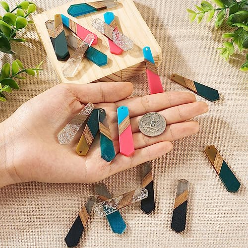 FASHEWELRY 20Pcs Hexagon Resin Wood Charms 3 Tone Polygon Wooden Earring Blanks Geometry Bohemia Earring Charms Wooden Earring Pieces Findings for Jewelry Making (RESI-TA0001-61-Biyun) - color: 3 Tone-Hexagon