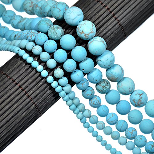AD Beads Beautiful Natural Matte Gemstone Round Spacer Loose Beads 4-12mm (4mm, 29 Matte Blue Turquoise) - color: 29 Matte Blue Turquoise, size: 4mm