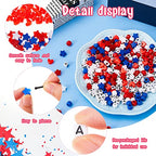 Taiyin 361 Pcs/24 Sets Patriotic Bead Key Chain Craft Kit Teach Seed Beads Mom Pony Opaque Bead Independence Day for String Star Shaped Beads for DIY - color: Usa