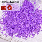 5000pcs Glass Seed Beads, 3mm 8/0 Small Individual Color Seed Beads Mini Pony Bulk for DIY Bracelet Necklaces Wrist Jewelry Making, Light Purple - color: Light Purple