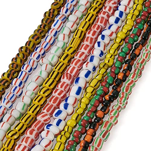 KISSITTY About 1104pcs Assorted Lampwork Glass Bracelet Seed Beads 4-6mm Diameter Column Spacer Bead Loose Bead Bulk Small Mix Colors for Bracelets Necklace Earring Jewelry Making