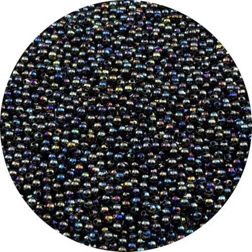 2000pcs 4mm Acrylic Round Beads AB Colors Spacer Beads with Hole for DIY Bracelet Necklace Jewelry Making Supplies Handmade Craft(Black AB) - color: Black AB, size: 4mm