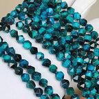 MJDCB Best Sellers Natural Stone Beads Faceted Polygon Sky Blue Tiger Eye Crystal Energy Stone Healing Power for Jewelry Making(8mm) - color: Sky Blue Tiger Eye