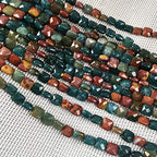 Natural Stone Beads Square Faceted Beading India Agate Gemstone Loose Beads for Jewelry Making 7.9 inches 2 Strands - color: India agate