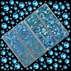 10000Pcs 2-Boxes Mixed Size Hot Fix Round Crystals Gems Glass Stones Hotfix Flat Back Rhinestones with Tweezers and Picking Pencil (Aquamarine) - color: Aquamarine, size: 2-Box (10000pcs)