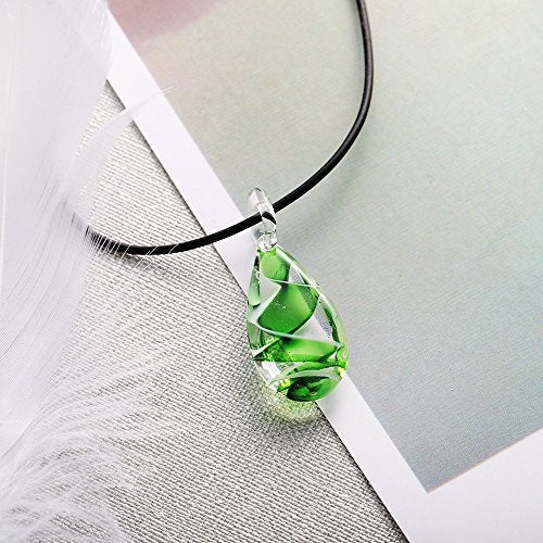 Glass Water Drop Shape Glaze Spiral Dangle Earrings Lampwork Handmade Glass Bead Geometric Earrings for Women Jewelry - color: Geen Earring&Necklace