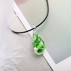 Glass Water Drop Shape Glaze Spiral Dangle Earrings Lampwork Handmade Glass Bead Geometric Earrings for Women Jewelry - color: Geen Earring&Necklace