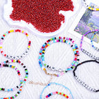 5000pcs Glass Seed Beads, 3mm 8/0 Small Individual Color Seed Beads Mini Pony Bulk for DIY Bracelet Necklaces Wrist Jewelry Making, Frosted Silver Red - color: Frosted Silver Red