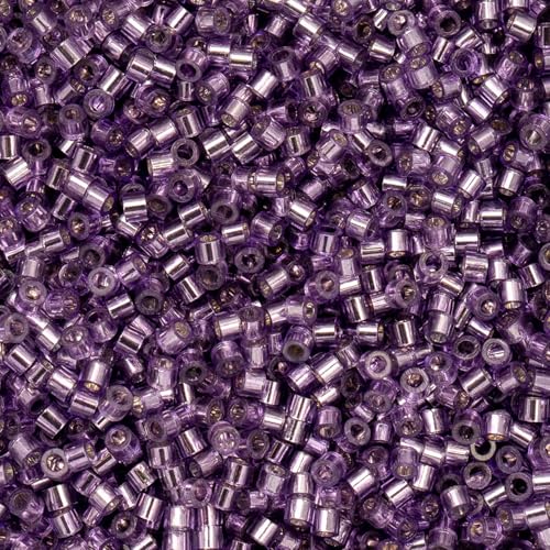 John Bead 25g Cylin Beads Purple Silver Lined 11/0 Glass Cylindrical Seed Beads for Jewelry Bracelets Necklaces Earrings Making Embroidery - color: Purple Silver Lined
