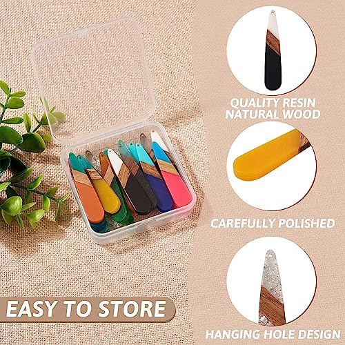 FASHEWELRY 20Pcs Teardrop Resin Wood Earrings Charms Drop Wooden Earring Blanks Earring Findings Bohemian Wooden Earring Pieces for Jewelry Making - color: 3 Tone-Teardrop
