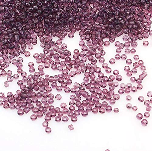 Perlin Glass Seed Beads 2mm 11/0 Round Mini Small Pony Beads 6500pcs for Making Earrings Bracelets Pendants Waist Jewelry DIY Handmade Transparent Color Kit (Amethyst) - color: Amethyst