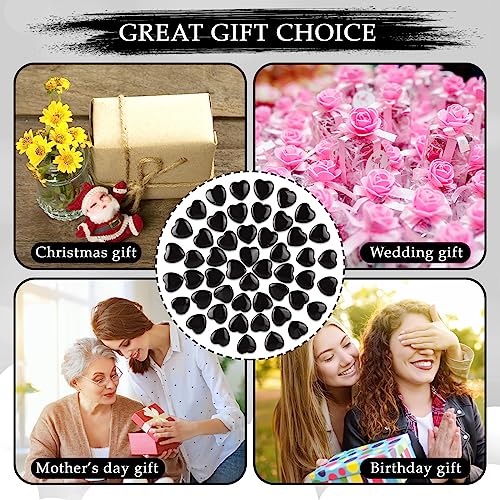 Gerrii 50 Pcs Heart Healing Stone Bulk Quartz Heart Inspirational Stones Gift for Women Love Pocket Polished Natural Energy Balancing Meditation 0.8 Inch(Black) - color: Black