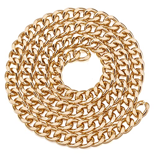 Craftdady 2Pcs Flat Chain Strap Gold Metal Purse Handbag Shoulder Body Replacement Strap 39.3" Twisted Curb Link Aluminum Cable Chain for Wallet Clutch Belt Necklace Bracelet - color: Gold, 16.5x13mm