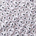 200+ Pieces 4x7mm Single Y Letter Beads for Jewelry Making, White Round Acrylic Bulk Alphabet (Black on White) - size: Single letter Y 200+ Pcs