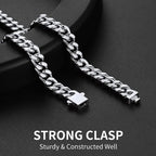 ChainsHouse Stainless Steel Mens Cuban Link Chain, Black/ 18K Gold Plated Miami Cuban Chain Necklace, 5mm/7mm/9mm/12mm/14mm Width, No Tarnish& Durable Hip Hop Mens Jewelry, 18"-30", Send Gift Box - color: a. 7mm width-steel, size: 18 inches