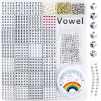 MIIIM 1650 Pcs Pony Beads Letters for Bracelets Making, Vowel-Rich Alphabet Kit with Minimized Rare Characters, 6x7mm Large Hole Square Letter Beads, Numbers (White and Black) - color: Square White and Black