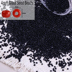 2000pcs Glass Seed Beads Bulk, 4mm 6/0 Mini Pony Spacer Small Individual Color Seed Beads for DIY Bracelet Necklaces Wrist Jewelry Making, Black - color: Black