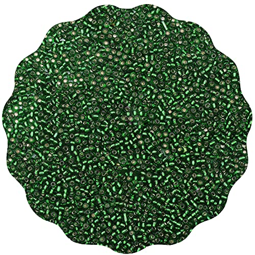 10100 Pcs Size 11/0 Glass Seed Beads, 2 mm Emerald Green Small Mini Spacer Loose Pony Beads for Jewelry Making and DIY Crafts - color: Emerald Green, size: Small