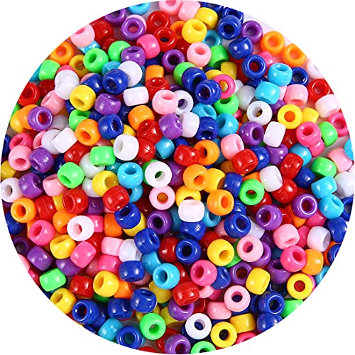 1000+ pcs Pony Beads, Multi-Colored Bracelet Beads for Hair Braids, Plastic Bead for Crafts (Medium Pack, Classic)… - color: Classic, size: Medium Pack