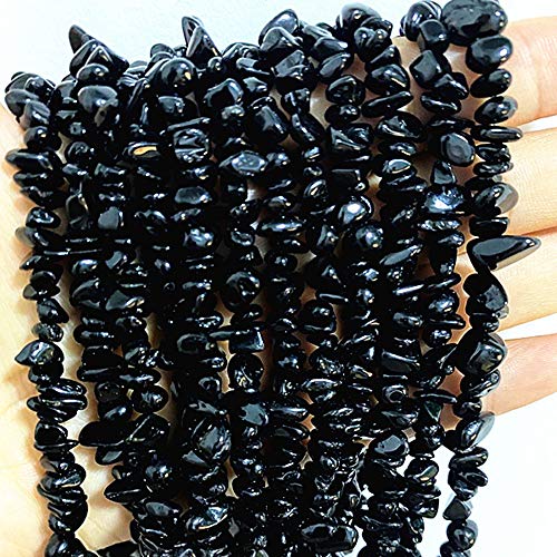Gemstone Chips Natural Black Tourmaline 3-5mm Healing Crystals Waist Bracelets Necklace Kit Irregular Stone DIY Crafts Design Jewelry Making Approxi 32 inch - color: Black Tourmaline Chips