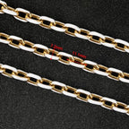 UMAOKANG 2 Meters White Enamel Jewelry Chains Bulk Gold Plated Stainless Steel Chains for Jewelry Making Oil Drip Craft Chain Roll - color: White