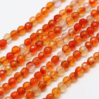 Fashewelry 130pcs 3mm Natural Carnelian Beads Small Faceted Round Crystal Beads for Bracelet Necklace Earrings DIY Jewelry Making - color: 3mm-Carnelian