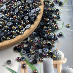1000pcs 5mm Half Pearl Beads Flatback Pearl Beads Half Round Plastic Pearls for Crafts Scrapbooking Embellishment Nail Art(Black AB) - color: Black AB, size: 5mm