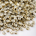 ToBeIT 1000Pcs Letter Beads Gold Letter Bead Acrylic Alphabet "A-Z" Cube Beads for Jewelry Making, Bracelets, Necklaces - color: gold - other