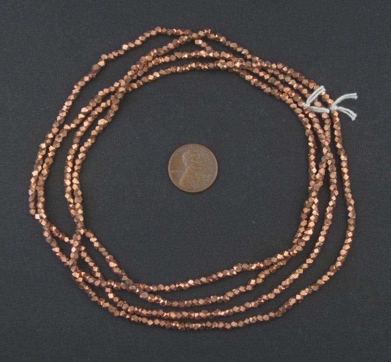 The Bead Chest Cornerless Cube Beads - Full Strand of Faceted Ethnic Metal Spacers (2mm, Copper) - color: Copper, size: 2mm
