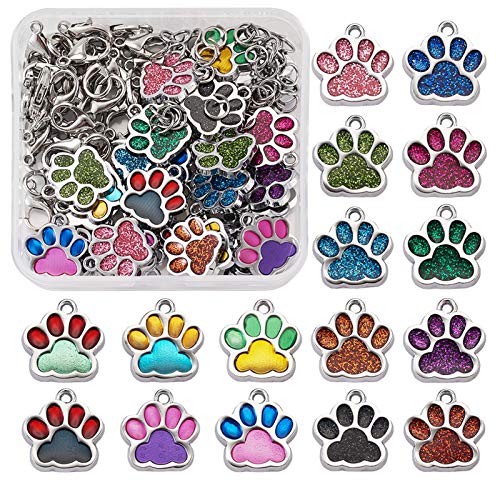 Craftdady Enamel Dangle Charms Pendant Food Animal Flower Cute Charms Colorful Metal Fruit Pendants Hang Ornament for Craft Bracelet Necklace Earring Key Chains Jewelry Making - color: Mixed Colors Dog Paw