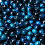 LAIDANLA Aquamarine Tiger's Eye 6mm Stone Beads Round Loose Gemstone Stone Beads for DIY Bracelet Necklace Earrings Jewelry Making Polishing Beading Crystal 96PCS 2 Strand 32" - color: N-Aquamarine Tiger's Eye, size: 6mm