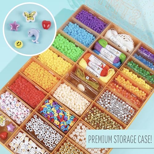 STMT D.I.Y. Rainbow Bead Case, Includes Over 500 Jewelry Making Supplies, Including Cute Beads for Jewelry Making, Bracelet Charms, Storage Case, Friendship Bracelet Kit, Teen Girl Gifts - style: Rainbow