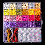 2500 PCS Pony Beads Jewelry Making Kit – 96 Colors, UV Color Changing & Glow Alphabet Beads, Heart Bow Crystal String, Tools, Gift Box for DIY Bracelets, Necklaces - color: Style A
