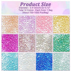 PH PandaHall 8640PCS Resin Bubble Beads, 12 Colors Round Glass Seed Beads Mini Iridescent Crystals for Resin Crafting and Nail Arts Jewelry Making, 0.43mm - color: 12 Colors