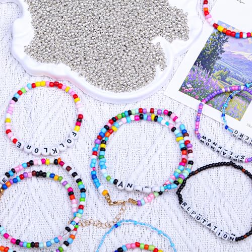5000pcs Glass Seed Beads, 3mm 8/0 Small Individual Color Seed Beads Mini Pony Bulk for DIY Bracelet Necklaces Wrist Jewelry Making, Silver - color: Silver