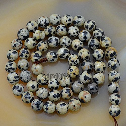 AD Beads Natural Gemstones Faceted Round Spacer Loose Beads 15.5'' 4mm to 10mm (6mm, Faceted Dalmation) - color: Faceted Dalmation, size: 6mm