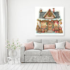 MOMDEDP Christmas Shop Diamond Painting Kits for Adults, Winter 5D Diamond Art Kits for Beginner DIY Full Drill Diamond Dots Crystal Craft Kits for Home Wall Decor Gifts 11.8x11.8 inch